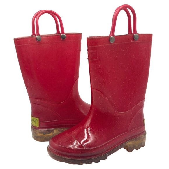 WESTERN CHIEF KID’S RED PVC BOOTS- DEFECT (DO NOT LIGHT), PINK, SIZE 8 TODDLER - Picture 1 of 9